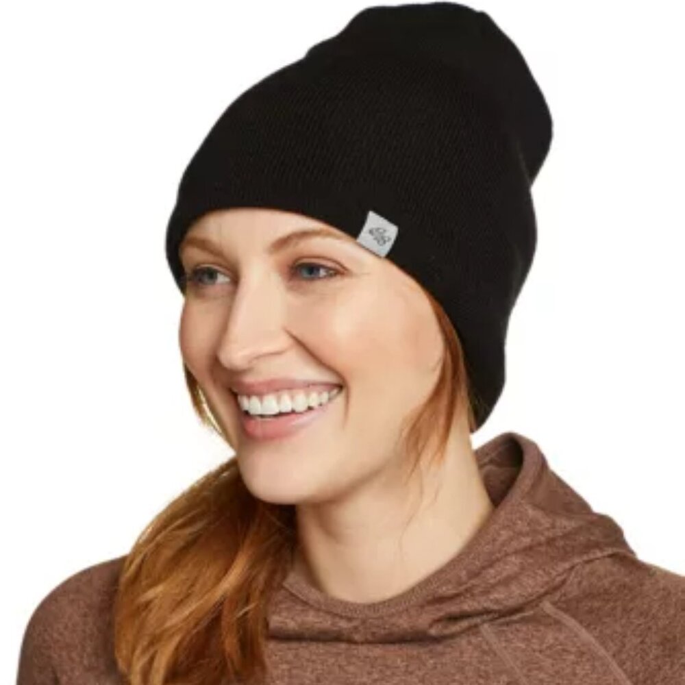 NWT Women's Black Eddie Bauer Glacier Peak Slouch Beanie
